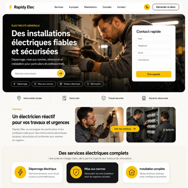 Site livré pour un électricien