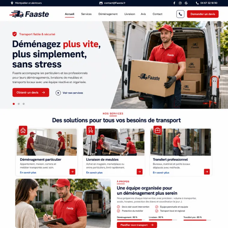 Site livré pour un service de livraison