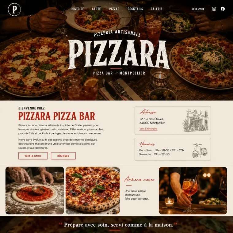Site livré pour une pizzeria