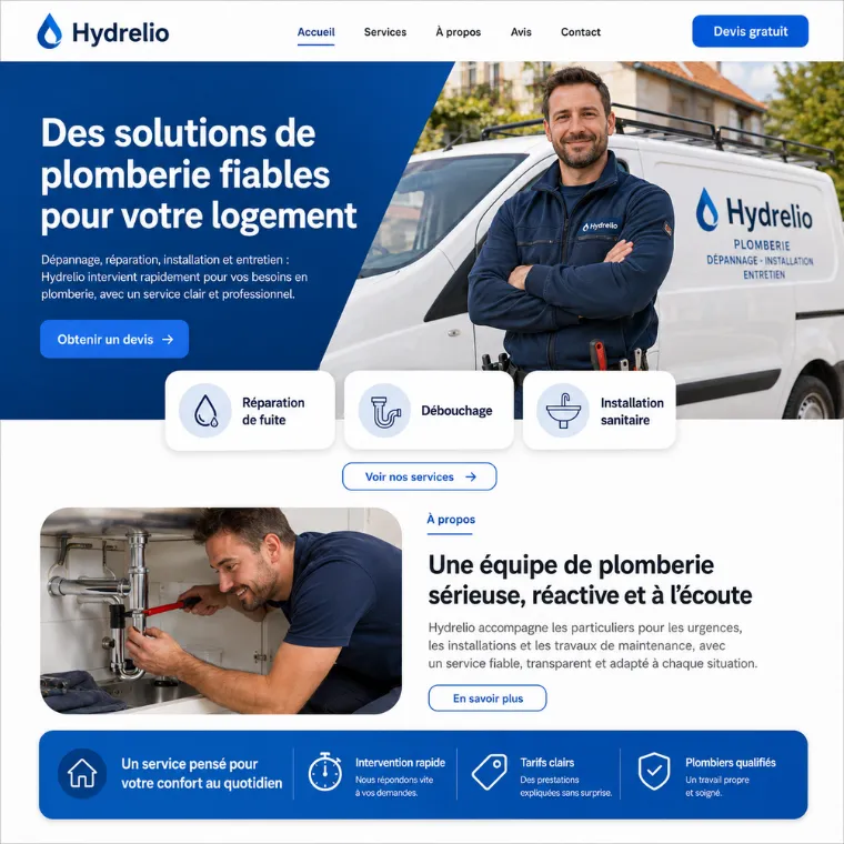 Site livré pour un plombier