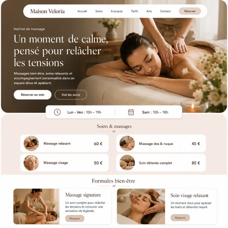 Site livré pour un spa