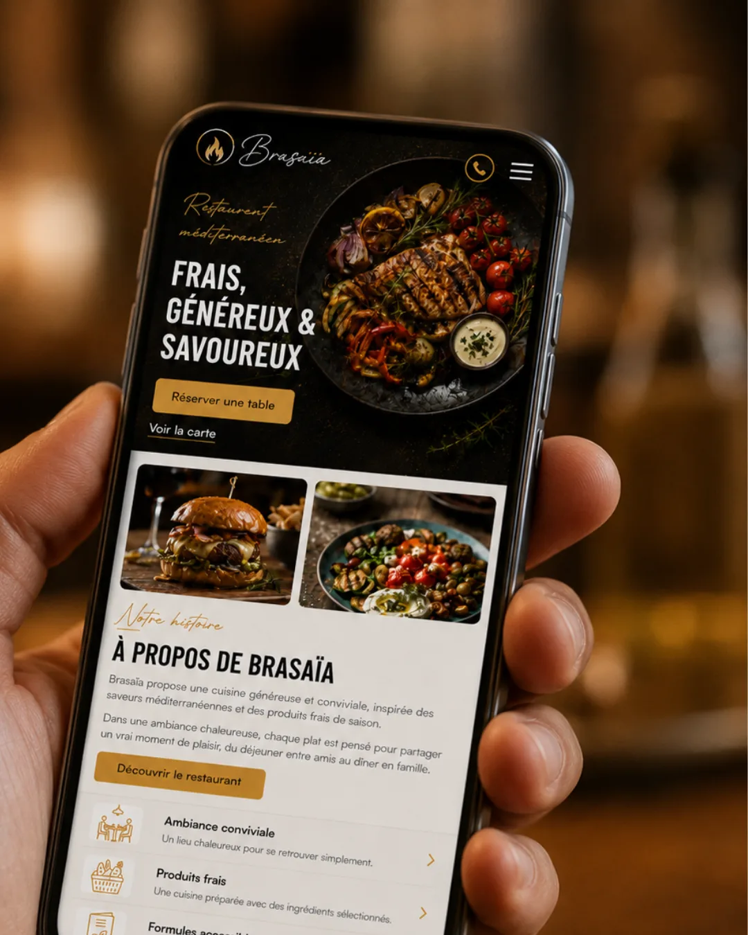Un site pro Yebgo affiché sur un smartphone tenu en main